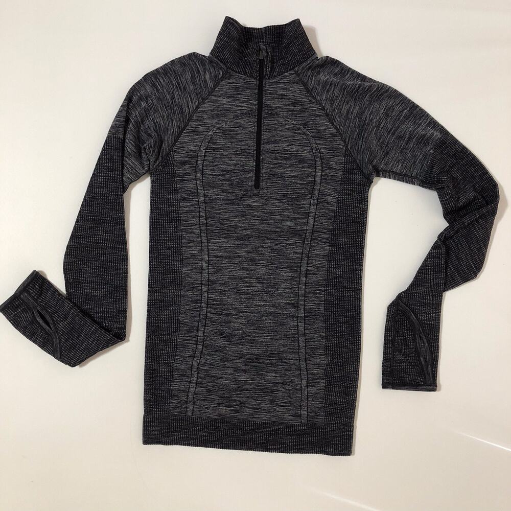Lululemon Women’s Top 1/2 Zip LS Shirt Thumbholes Mock Neck Sz 6 106259